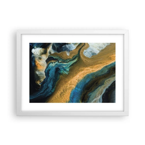 Plakat i hvid ramme - Blå - gul - gensidig indflydelse - 40x30 cm