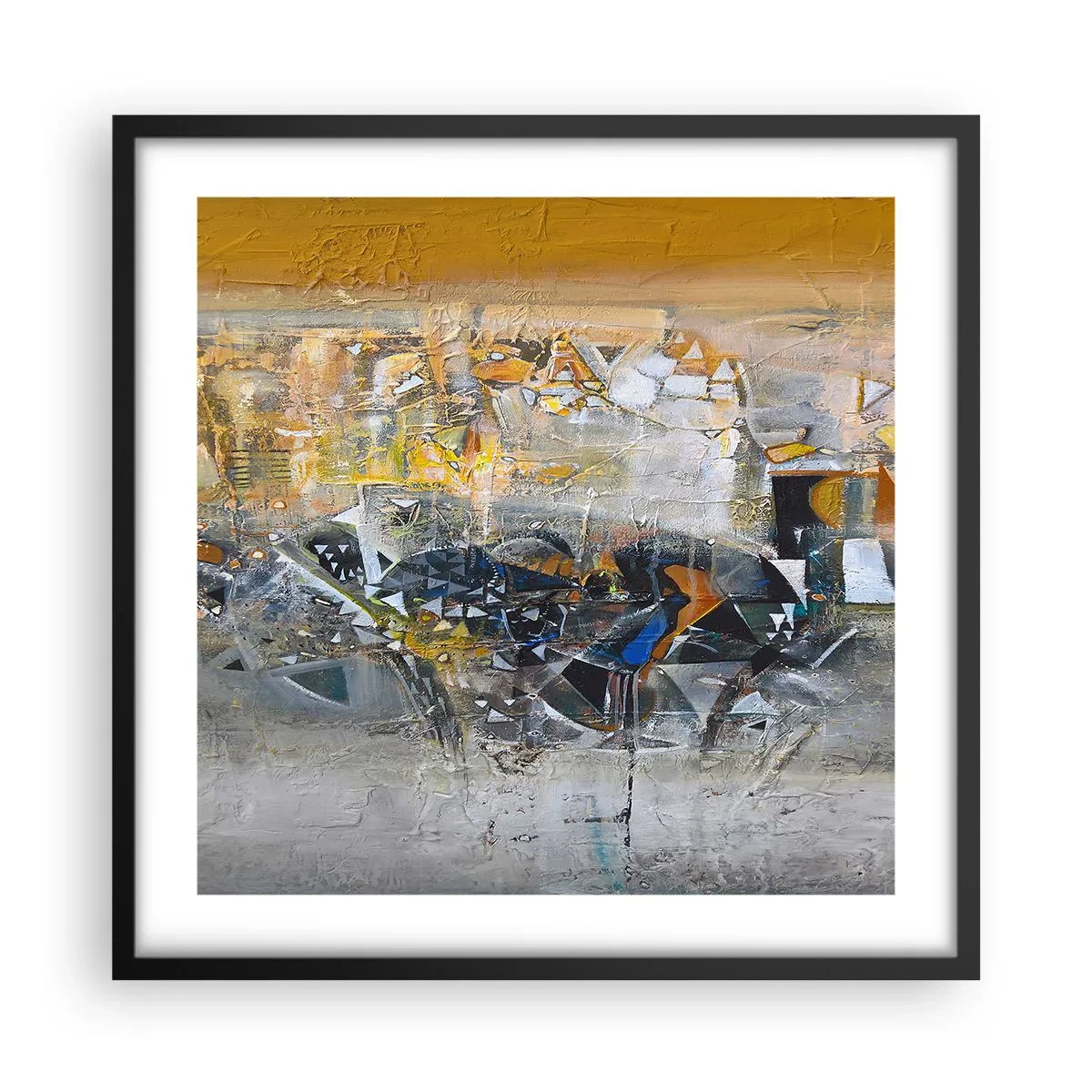 Plakat i sort ramme - Alt vil falde på plads - 50x50 cm