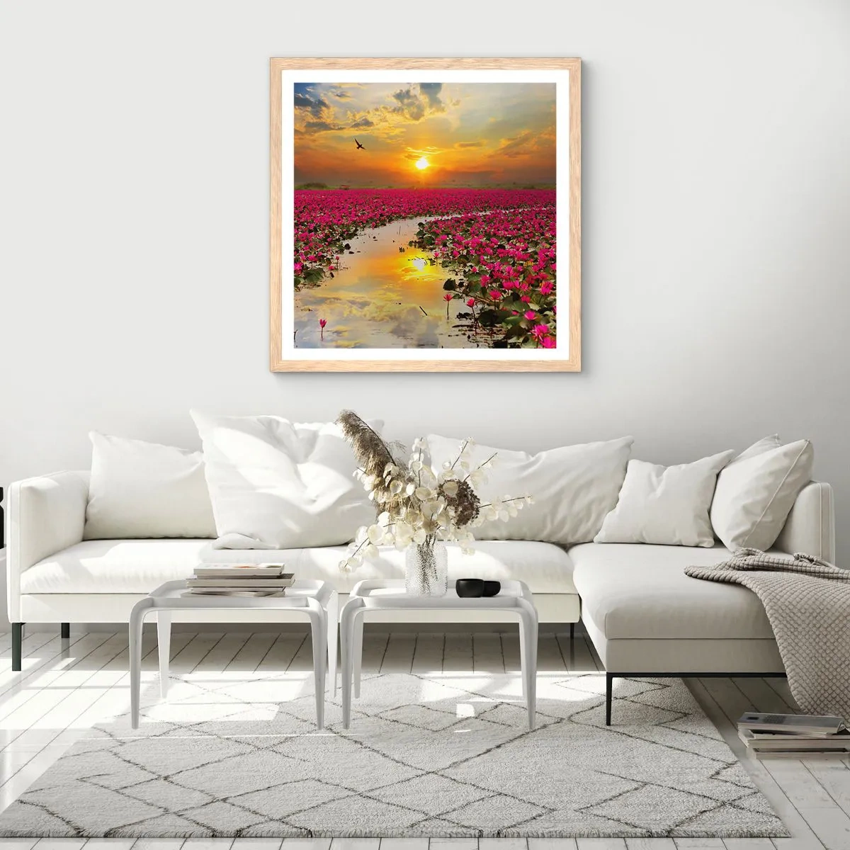 Plakat i ramme af lyst egetræ - Søens hemmelige liv - 60x60 cm