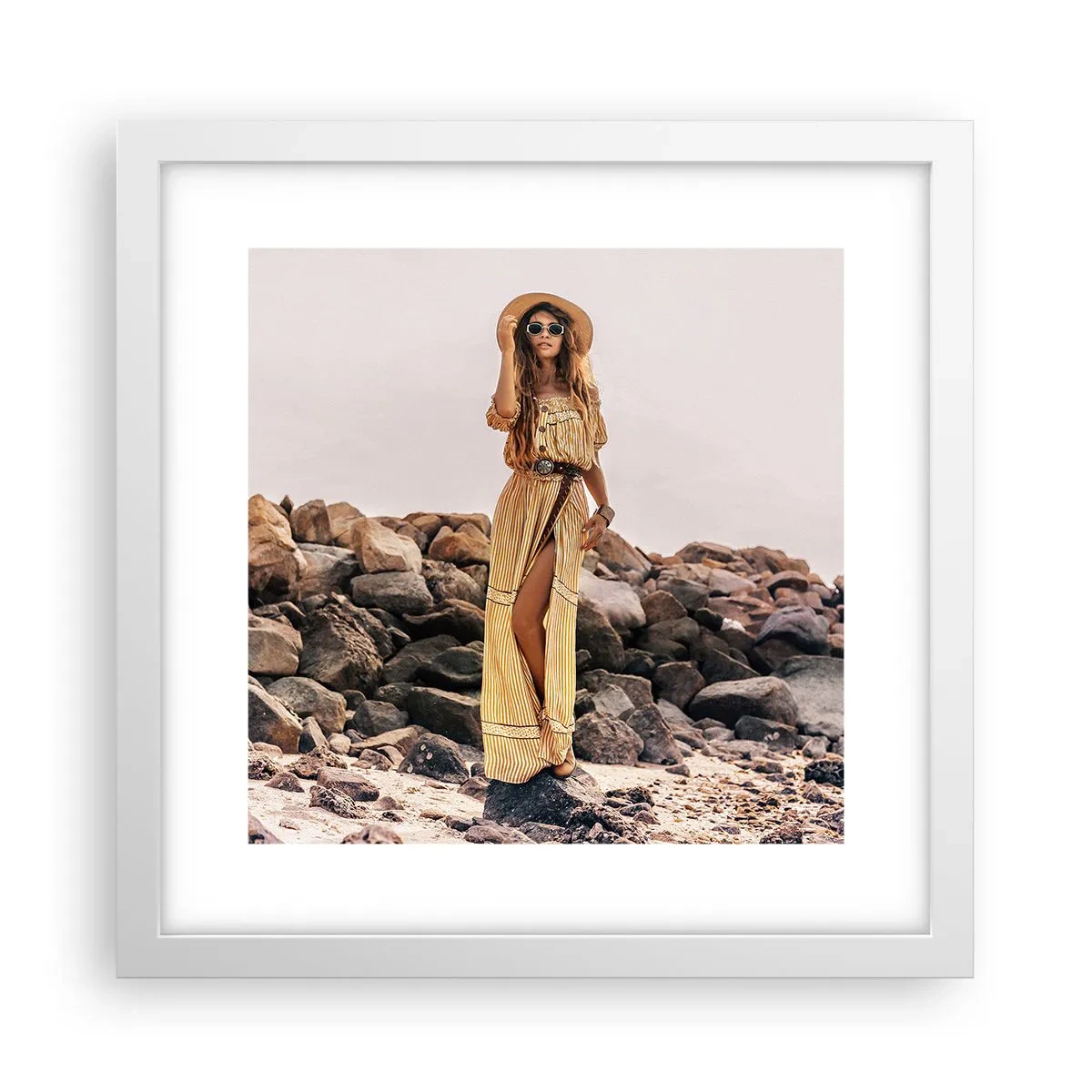 Plakat i hvid ramme - Magien ved sten - 30x30 cm