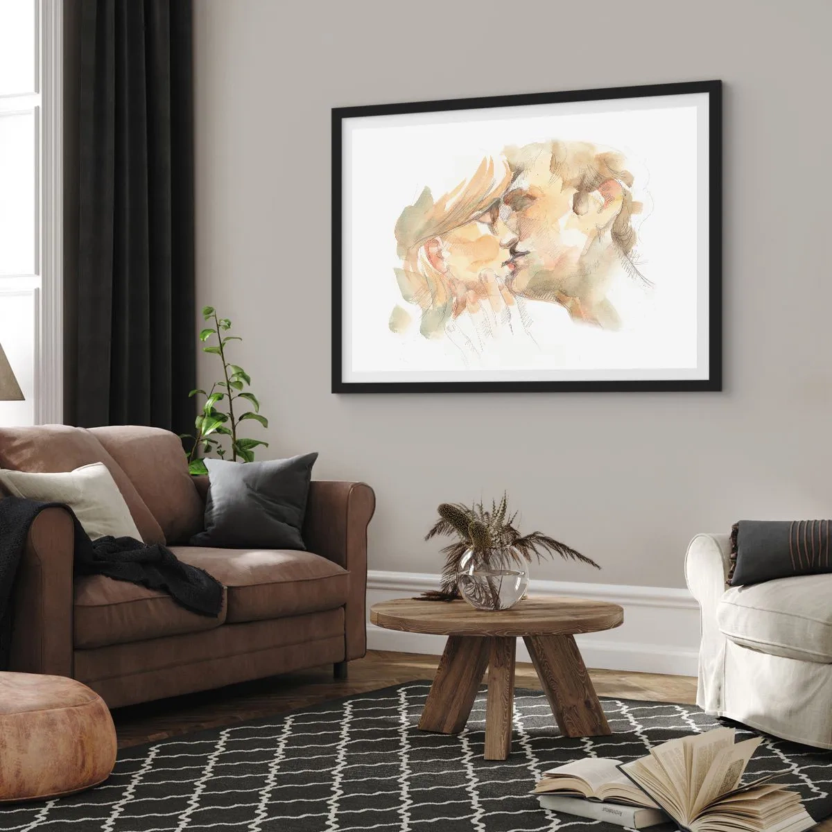 Plakat i sort ramme - Den fundne halvdel? - 70x50 cm