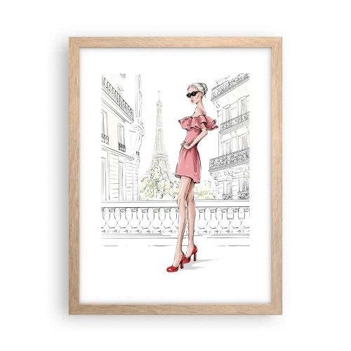 Plakat i ramme af lyst egetræ - Modens kunst - 30x40 cm