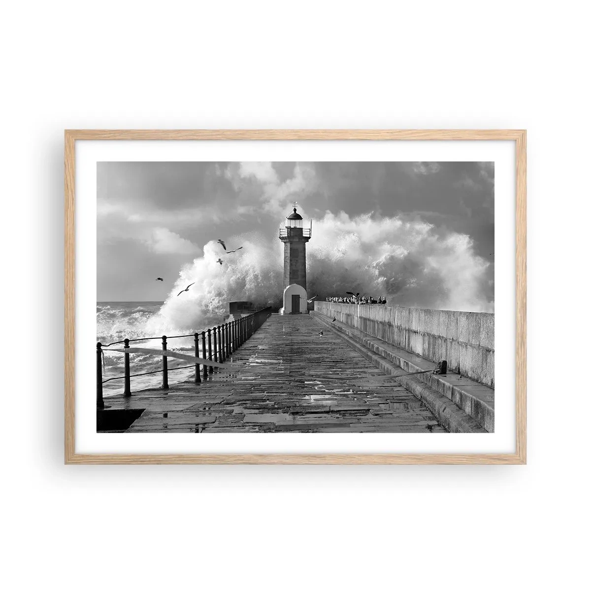 Plakat i ramme af lyst egetræ - Frygtløs  - 70x50 cm