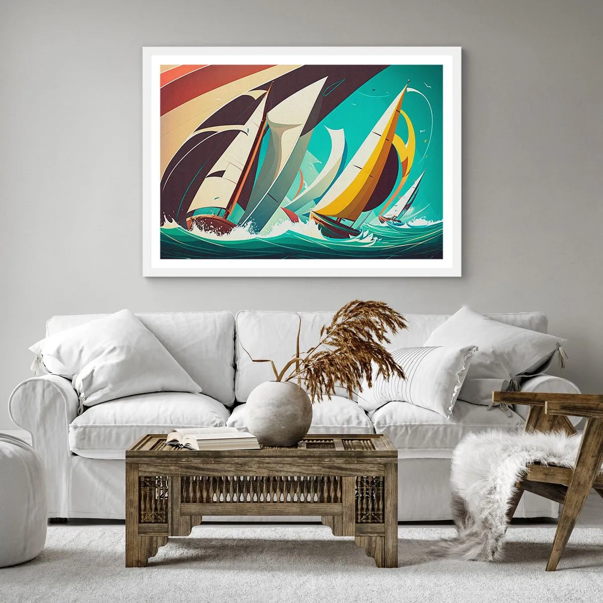 Plakat i hvid ramme - Tæt på og personligt med elementerne - 60x60 cm