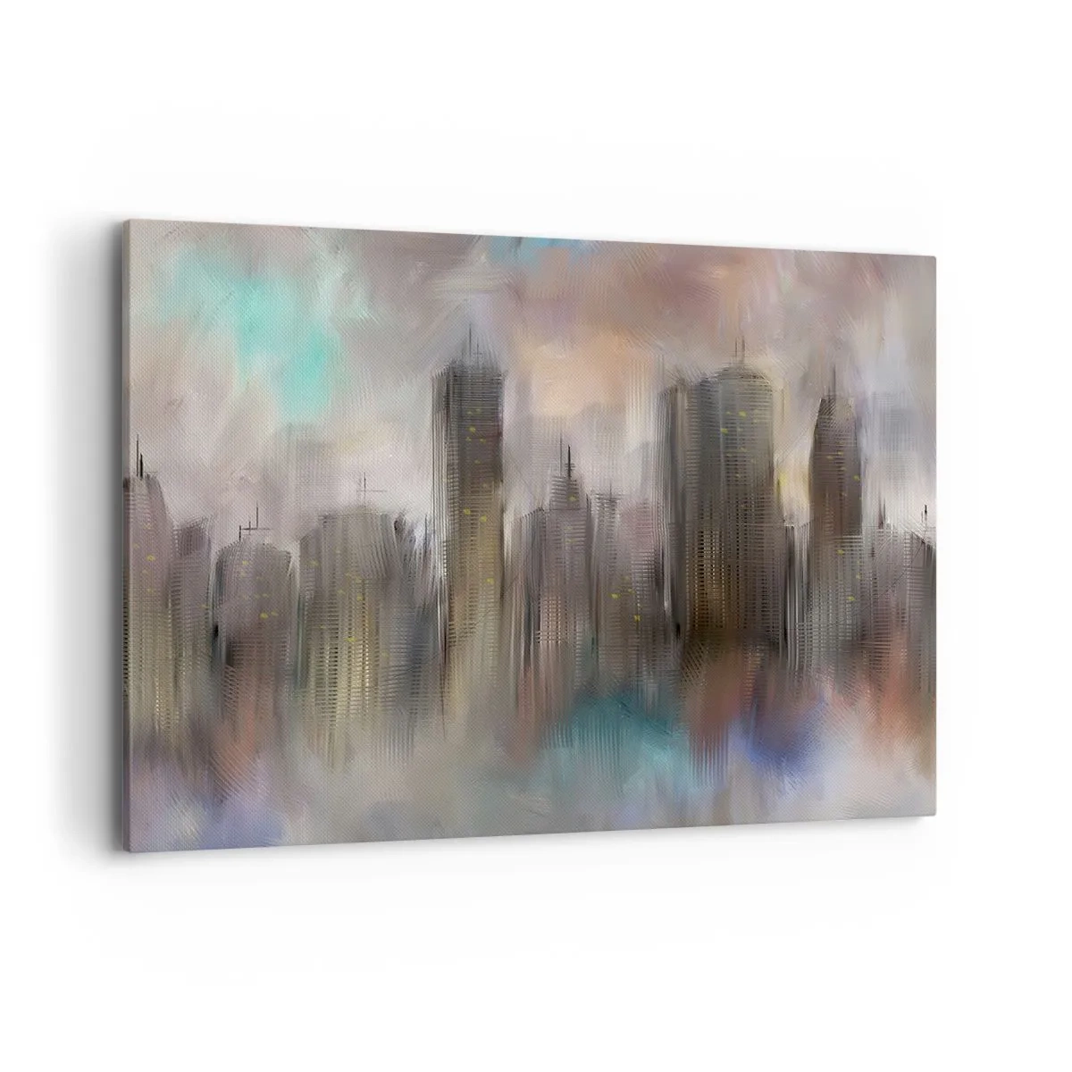 Lærredstryk - Billede på lærred - En sammensætning af stål, sten og tåge - 120x80 cm