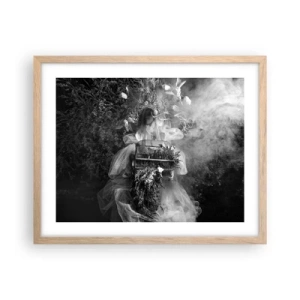 Plakat i ramme af lyst egetræ - Selve Moder - Naturen - 50x40 cm