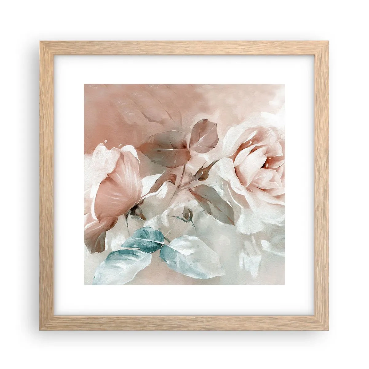 Plakat i ramme af lyst egetræ - Den romantiske ånd - 30x30 cm
