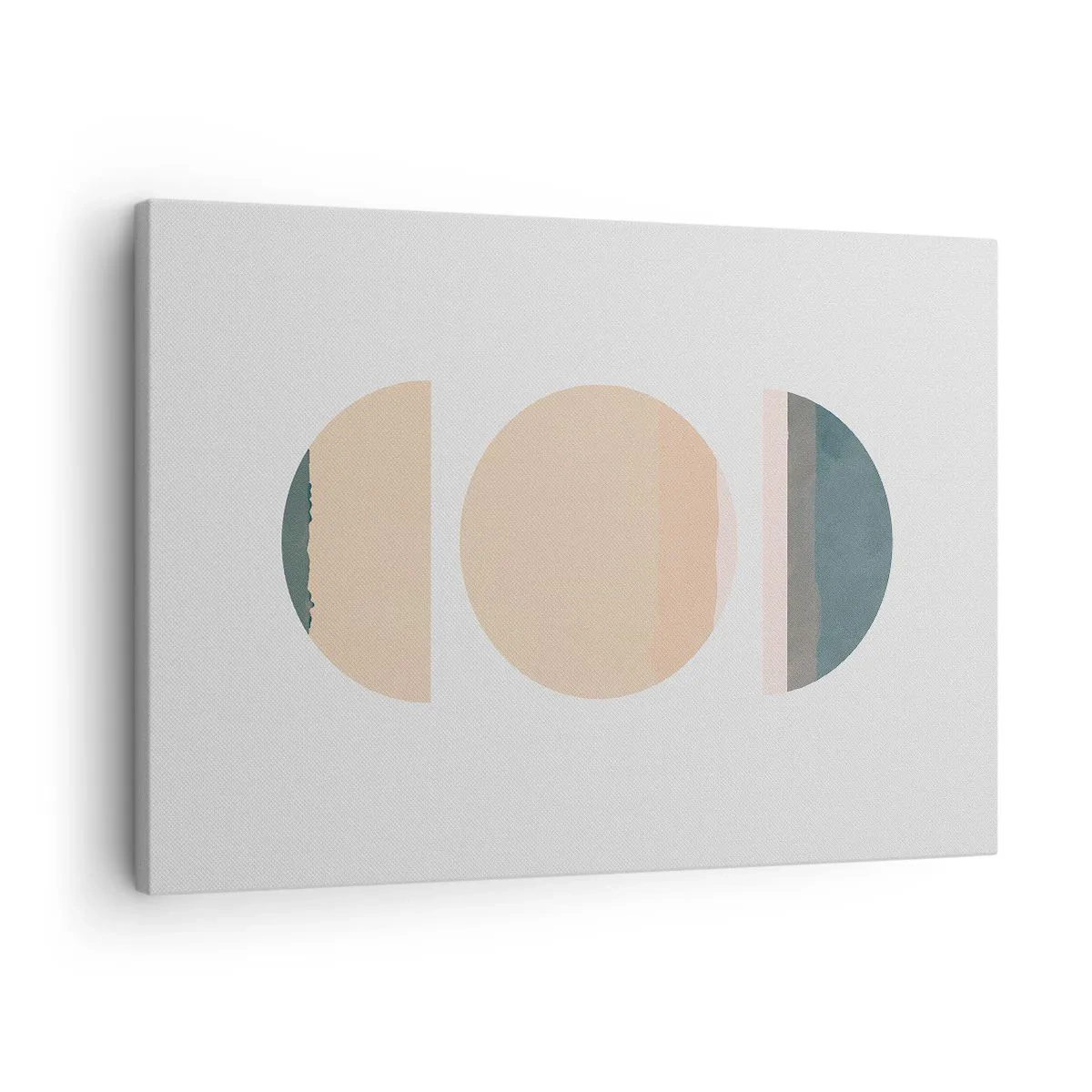 Lærredstryk - Billede på lærred - Abstrakte geometriske former i pastelfarver - 70x50cm - Hjul for hjul - Moderne vægdekoration til stue og soveværelse ARTTOR