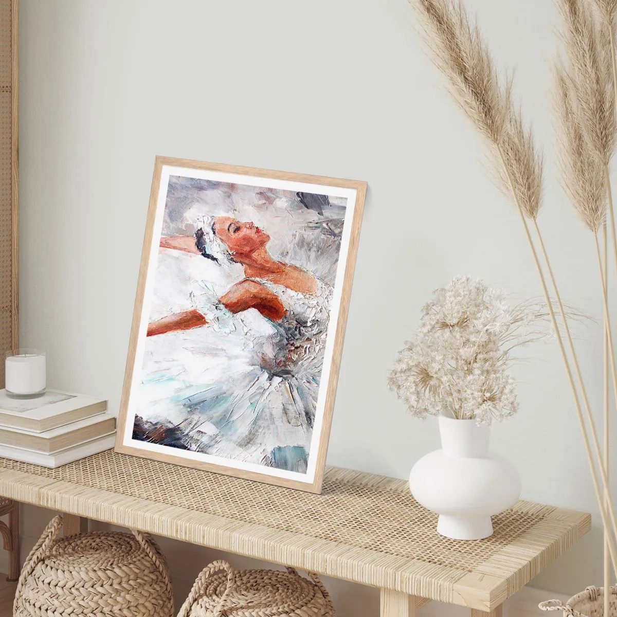 Plakat i ramme af lyst egetræ - Blød og let som tyl - 50x70 cm