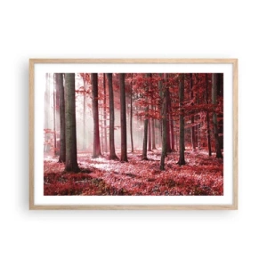 Plakat i ramme af lyst egetræ - Rød er lige så smuk - 70x50 cm