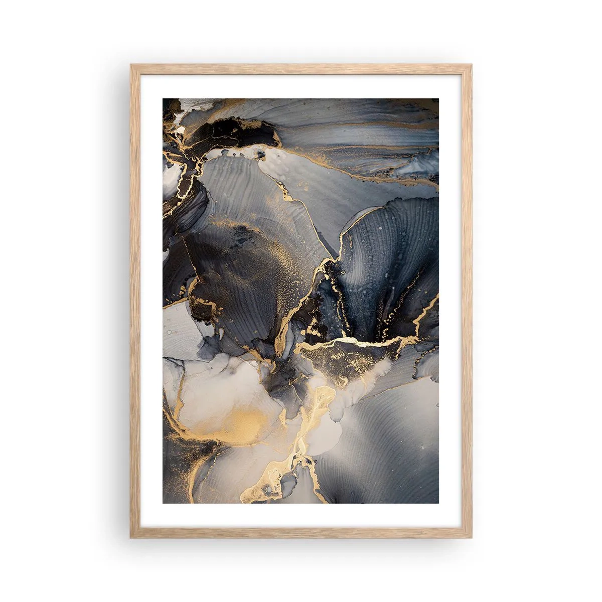 Plakat i ramme af lyst egetræ - Livet af sten - 50x70 cm