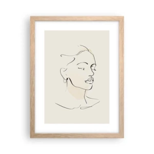 Plakat i ramme af lyst egetræ - En bestemt linje - 30x40 cm