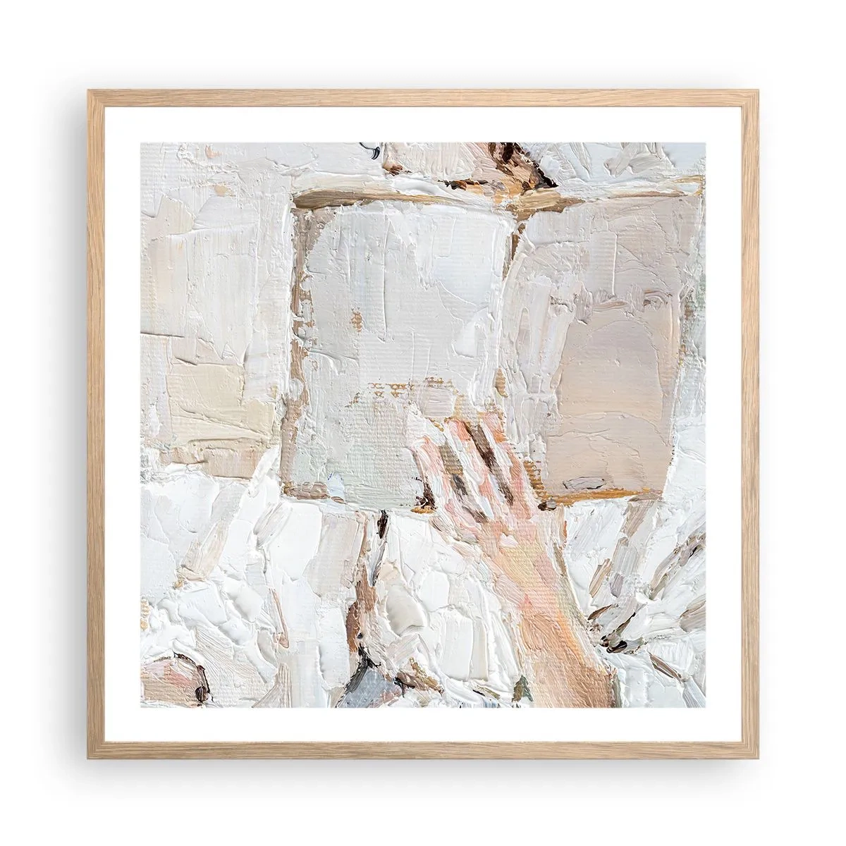 Plakat i ramme af lyst egetræ - I en anden verden - 60x60 cm