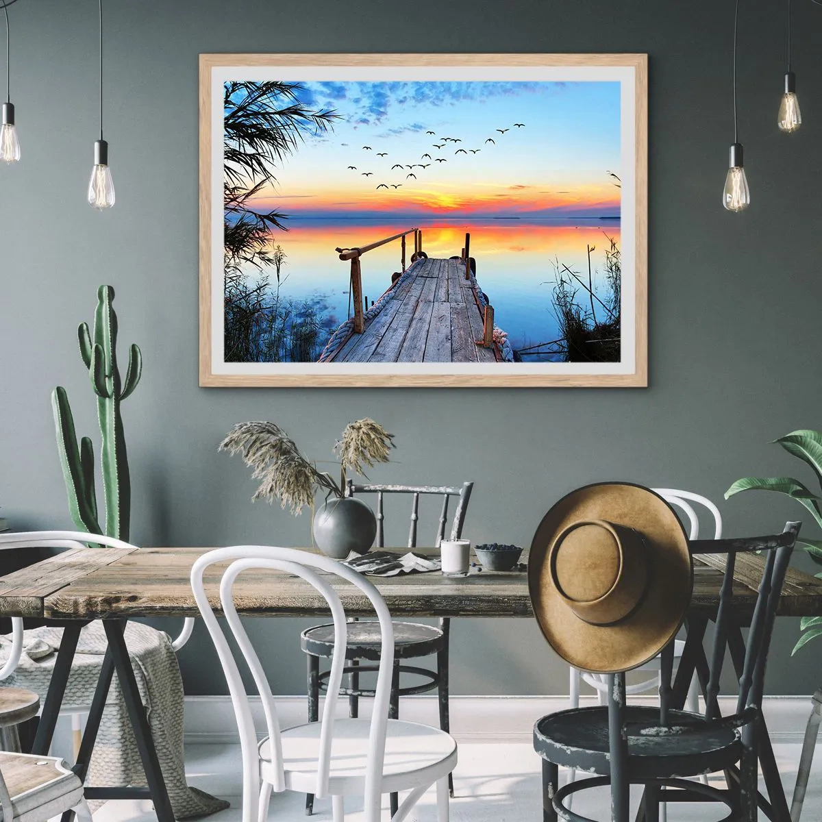 Plakat i ramme af lyst egetræ - Tid til at tage tilbage... - 40x30 cm