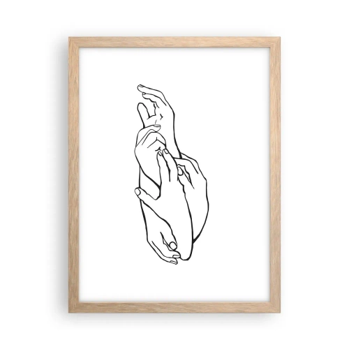 Plakat i ramme af lyst egetræ - God berøring - 30x40 cm