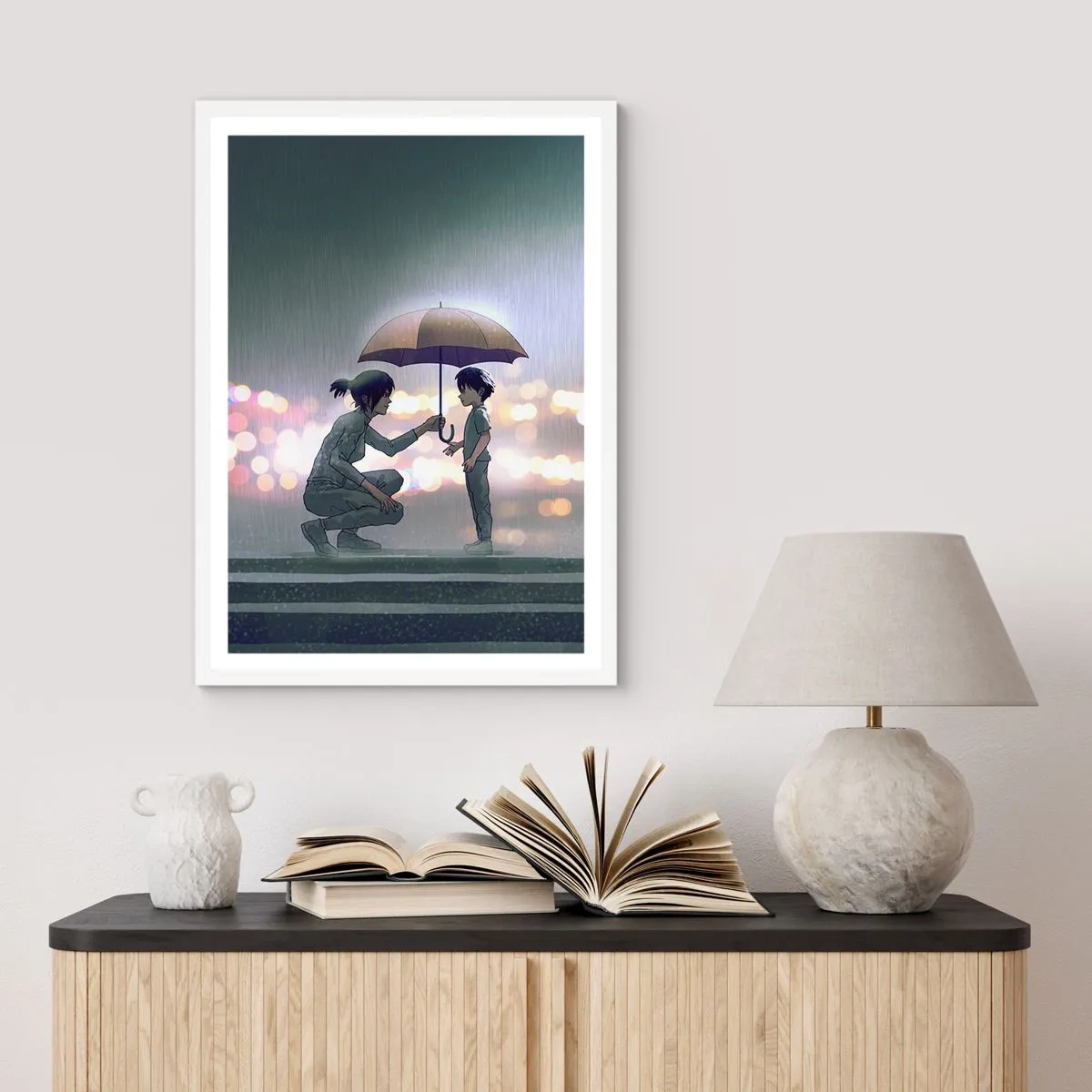 Plakat i hvid ramme - Og alt er godt nu - 61x91 cm