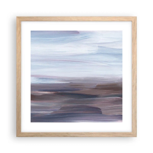 Plakat i ramme af lyst egetræ - Elementer: vand - 40x40 cm