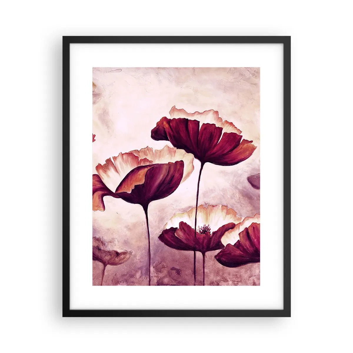 Plakat i sort ramme - Rød og hvid flage - 40x50 cm