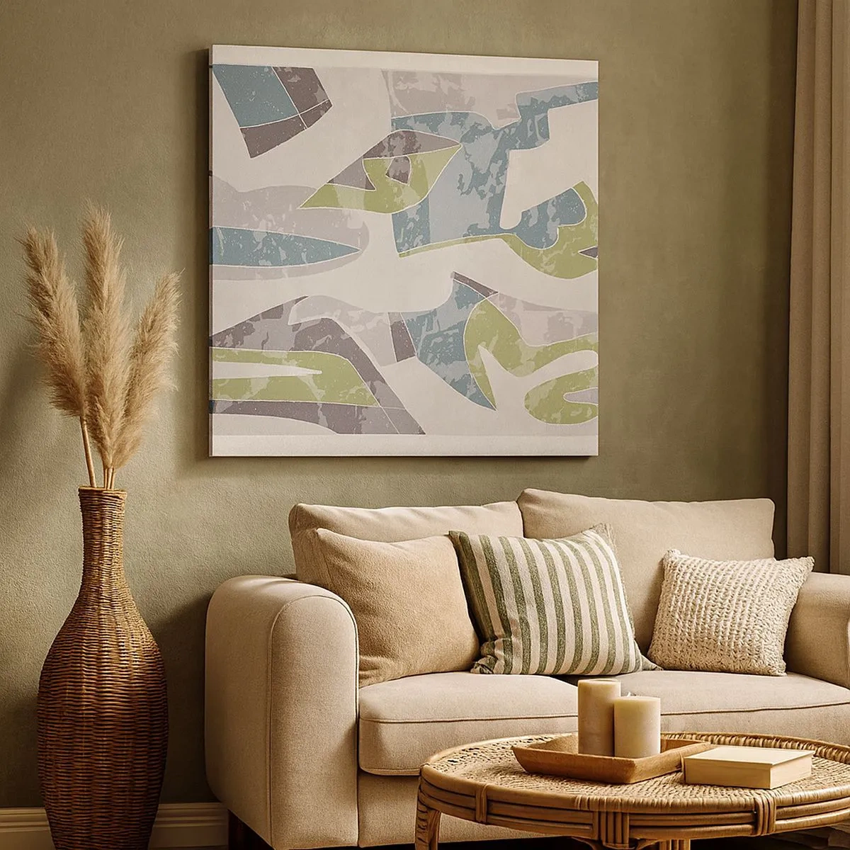 Lærredstryk - Billede på lærred - Komposition bag glas - 30x30 cm