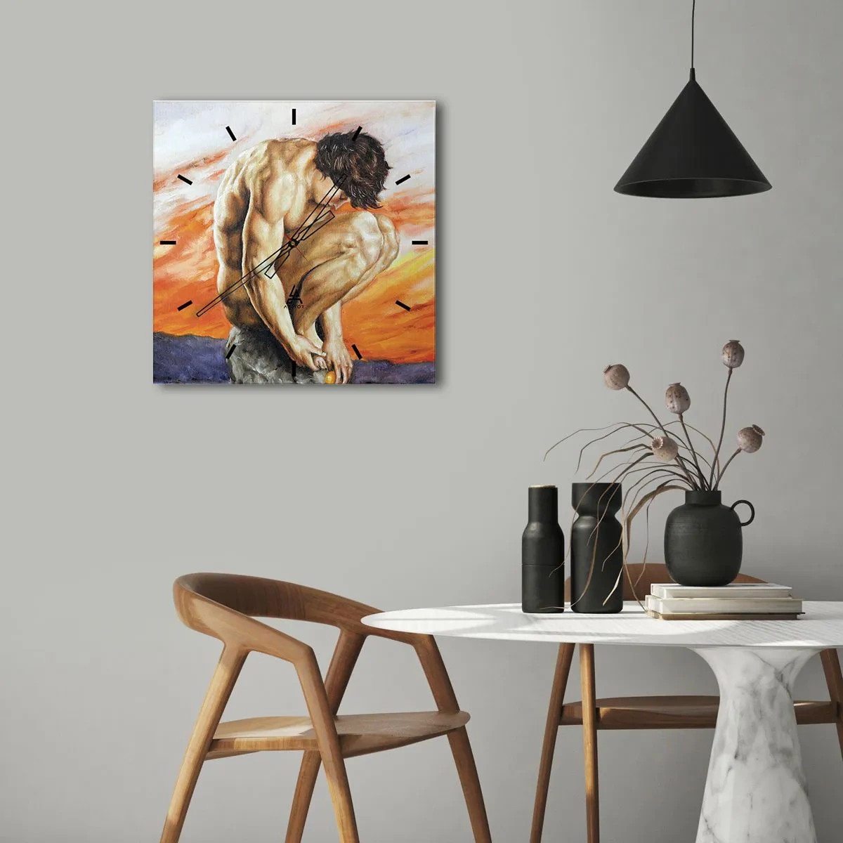 Vægur, Uret - Sænket i sig selv - 40x40 cm