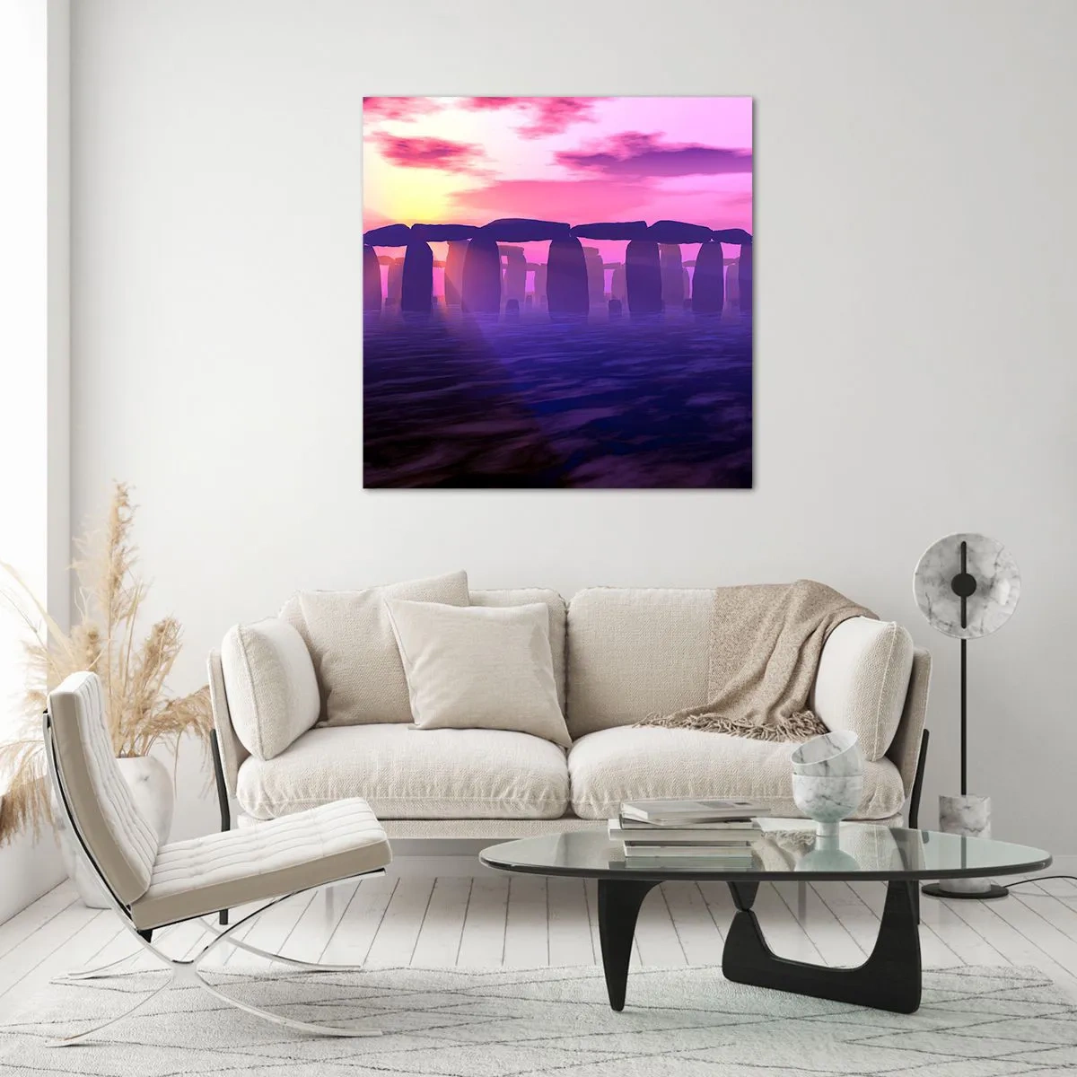 Billede på glas - Mystik ved daggry i tågen - 60x60 cm