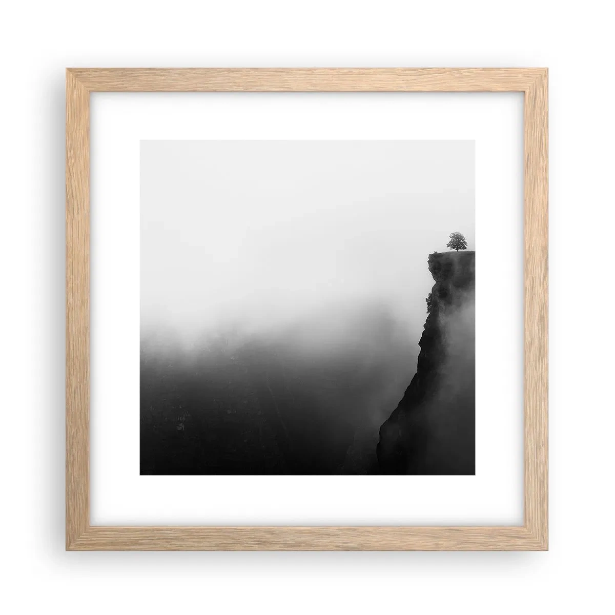 Plakat i ramme af lyst egetræ - På kanten af verden - 30x30 cm