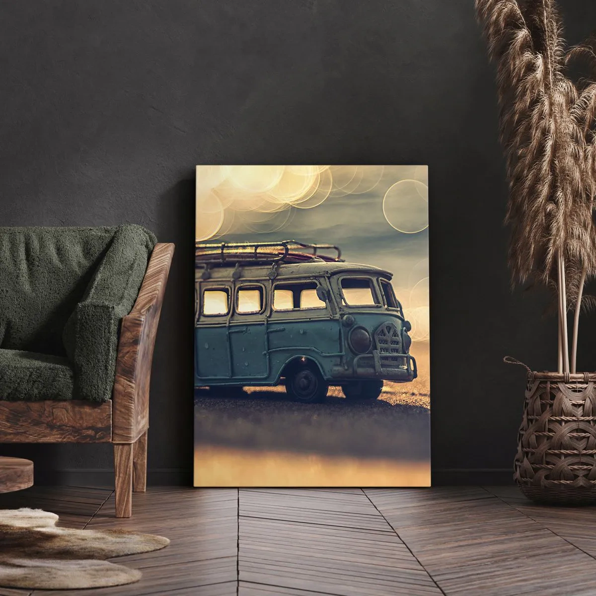 Lærredstryk - Billede på lærred - Enden på idolerne: penge og arbejde - 65x120 cm