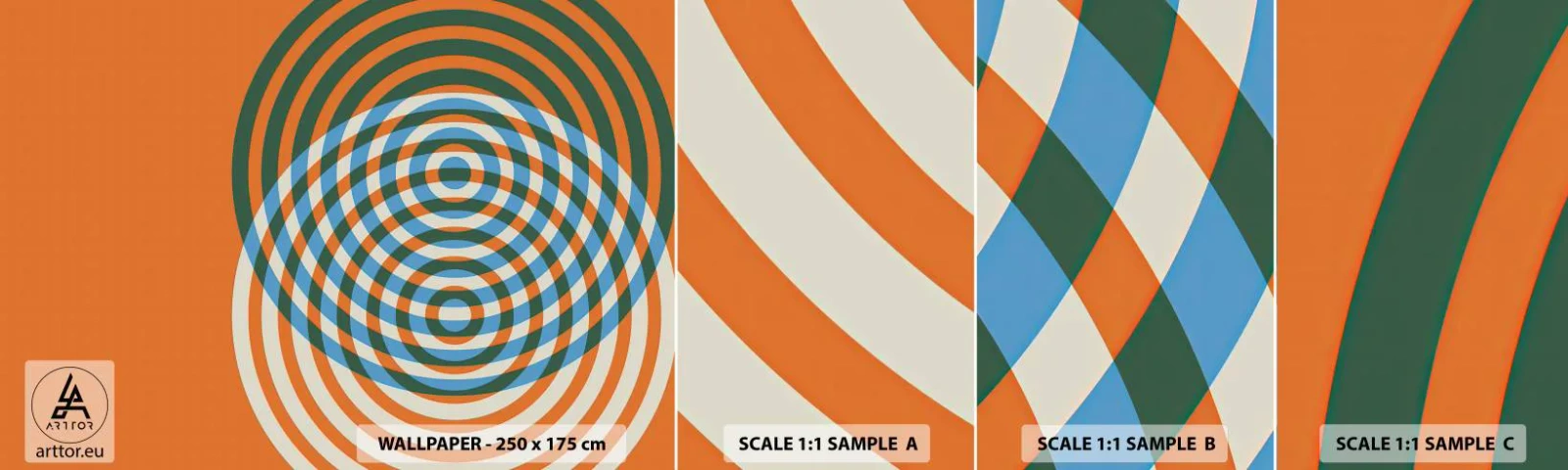 Fototapet Prøve Standard Eco - Abstrakt cirkulær variation - Abstraktion, Stykke, Distrikter - 100x30 cm