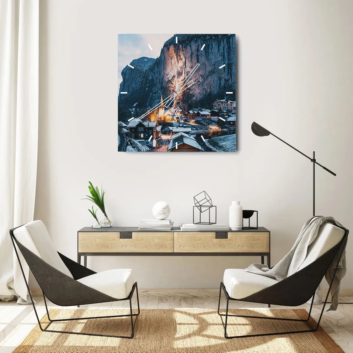 Vægur, Uret - Vinterens lysende ånd - 30x30 cm