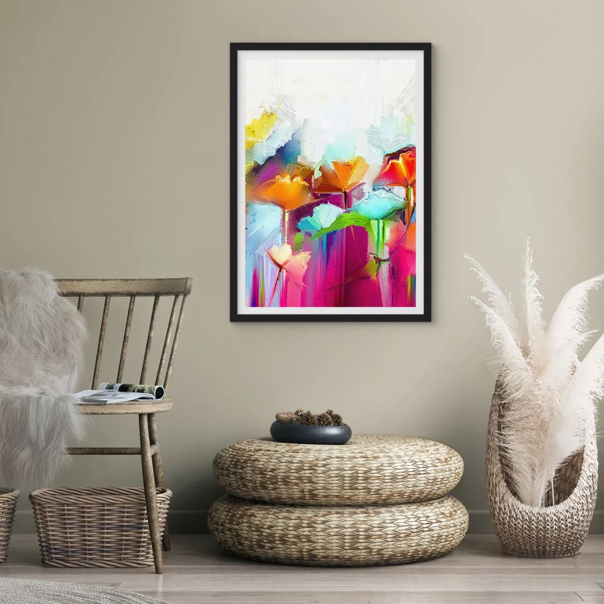 Plakat i sort ramme - Regnbuen i blomstring - 40x50 cm