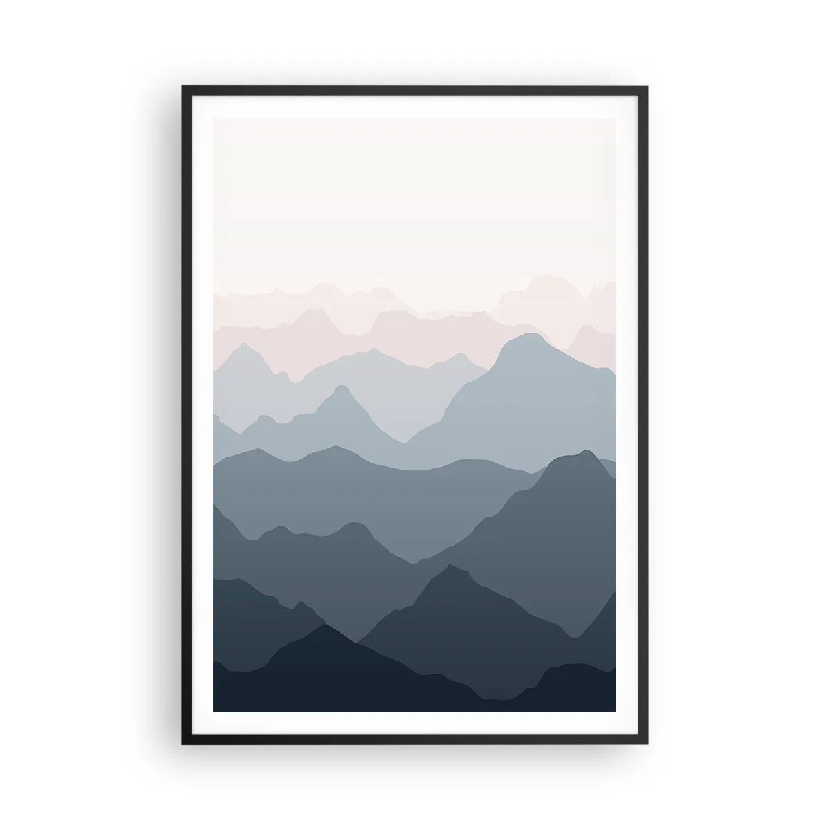 Plakat i sort ramme - Bølger af bjerge - 70x100 cm