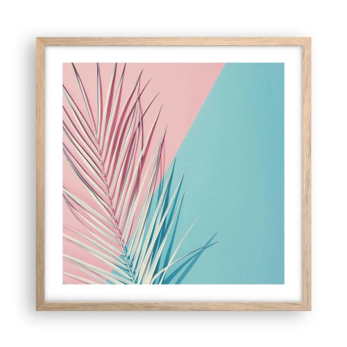 Plakat i ramme af lyst egetræ - Tropisk indtryk - 50x50 cm