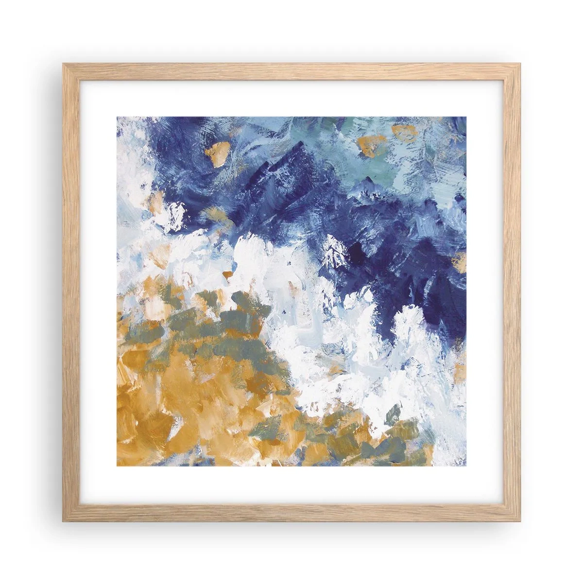 Plakat i ramme af lyst egetræ - Elementernes dans - 40x40 cm