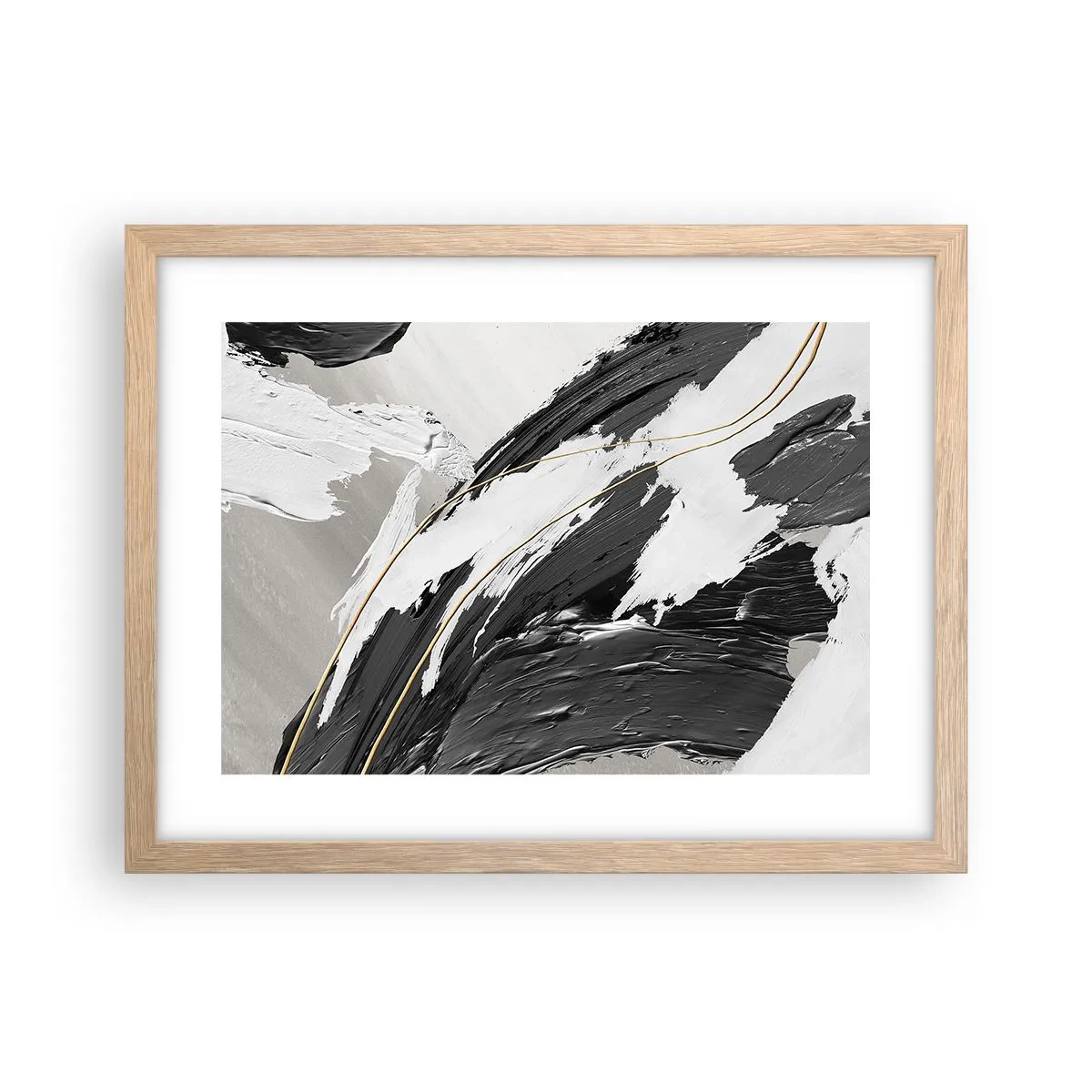 Plakat i ramme af lyst egetræ - Abstraktion med flair - 40x30 cm