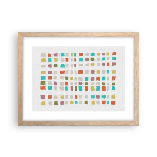 Plakat i ramme af lyst egetræ - Ukendt leg - 40x30 cm