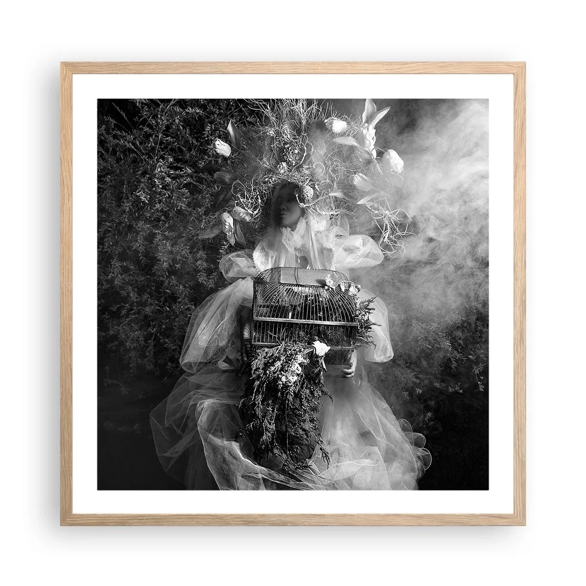 Plakat i ramme af lyst egetræ - Selve Moder - Naturen - 60x60 cm