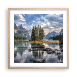 Plakat i ramme af lyst egetræ - Over store og klare vande… - 50x50 cm
