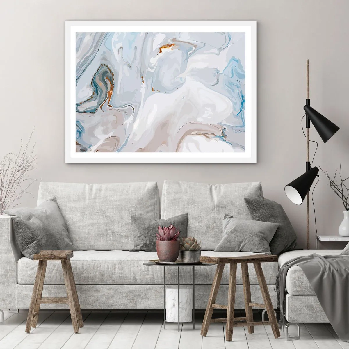 Plakat i hvid ramme - Hvid opløftet - 100x70 cm