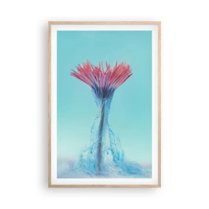 Plakat i ramme af lyst egetræ - I en nærende omfavnelse - 61x91 cm