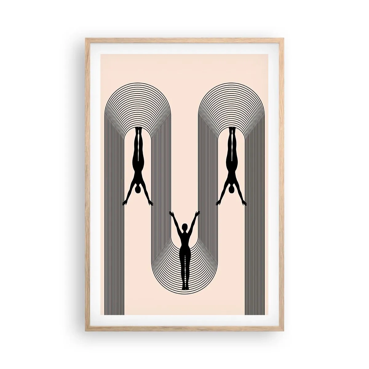 Plakat i ramme af lyst egetræ - På hovedet nedad - 61x91 cm