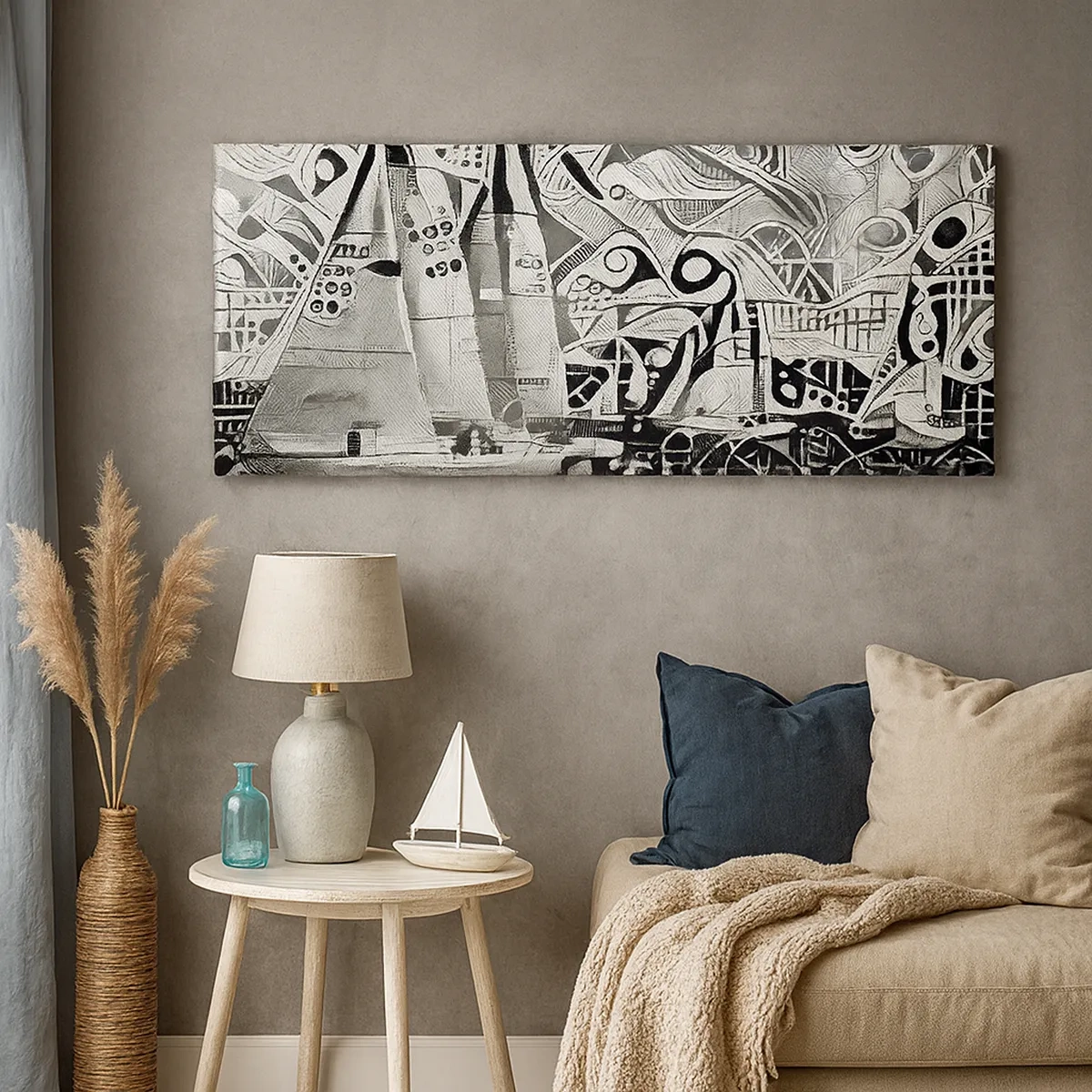 Lærredstryk - Billede på lærred - Mellem bølgerne - 30x30 cm