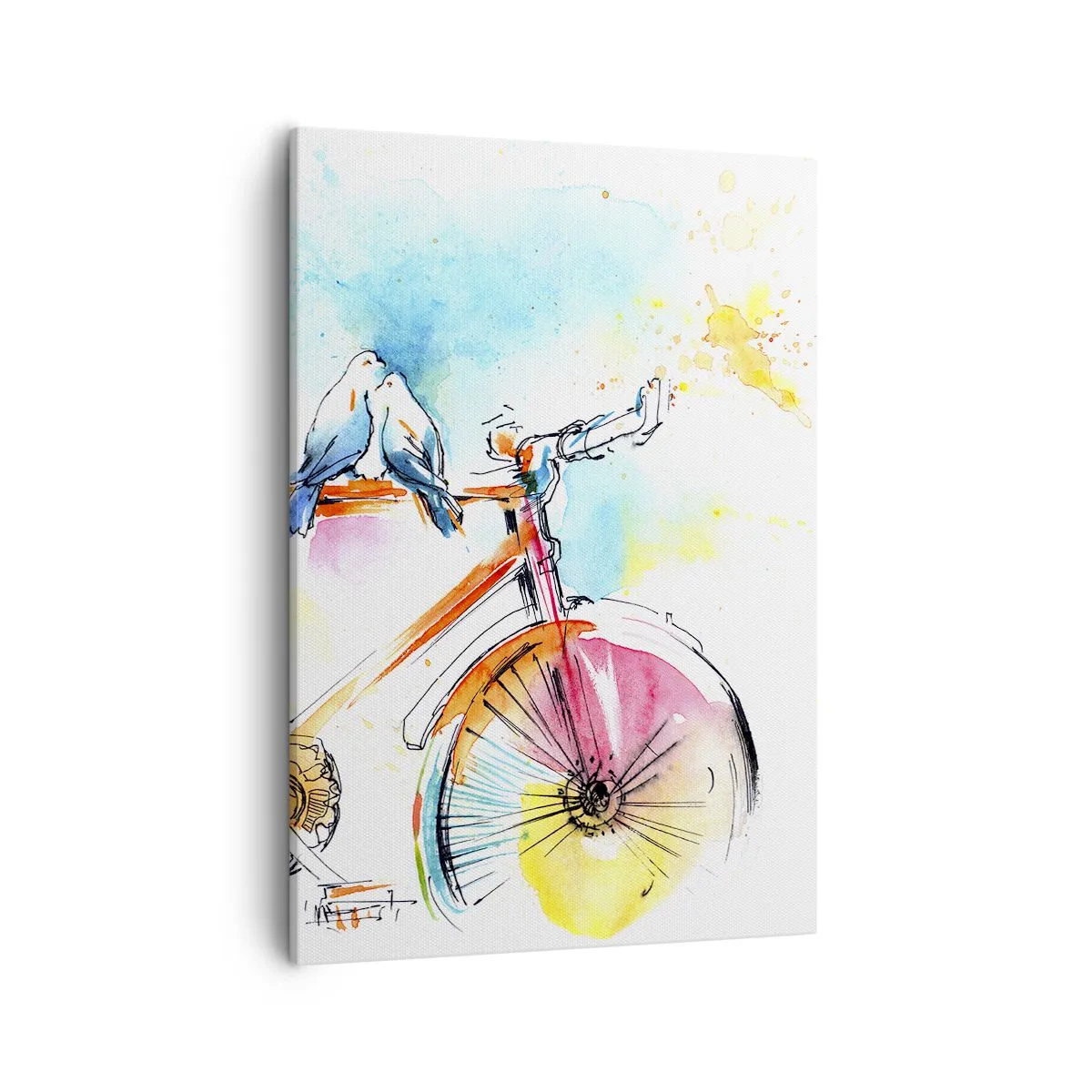 Lærredstryk - Billede på lærred - To på en cykel - 50x70 cm