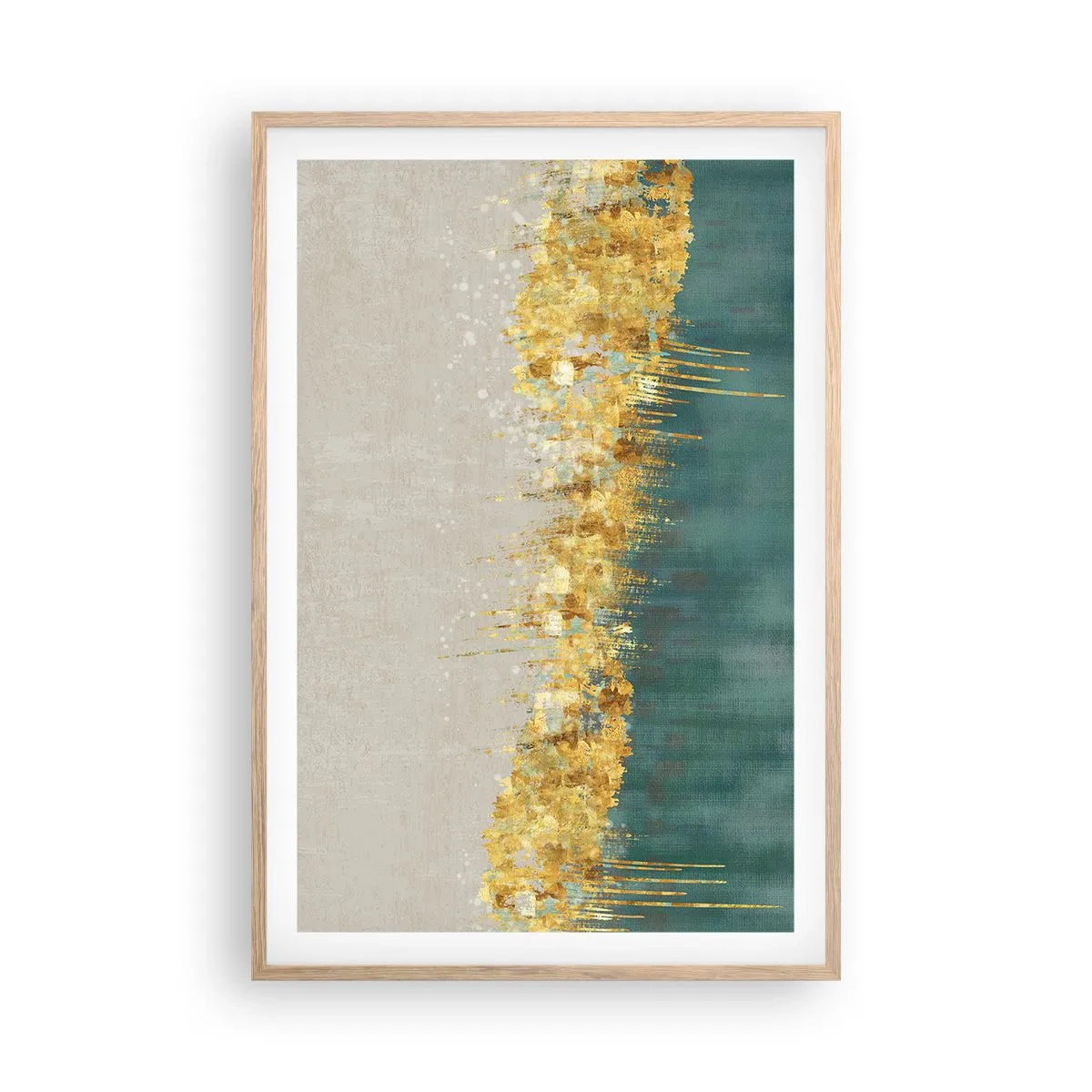 Plakat i ramme af lyst egetræ - Den gyldne grænse - 61x91 cm