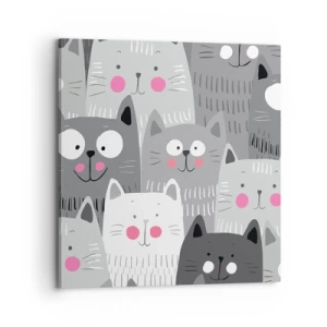 Lærredstryk - Billede på lærred - Kattens verden - 70x70 cm