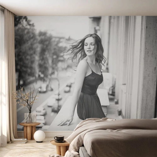 Fototapet Premium Canvas - Bestemt en pariser - Kvinde, By, Arkitektur - 100x70 cm