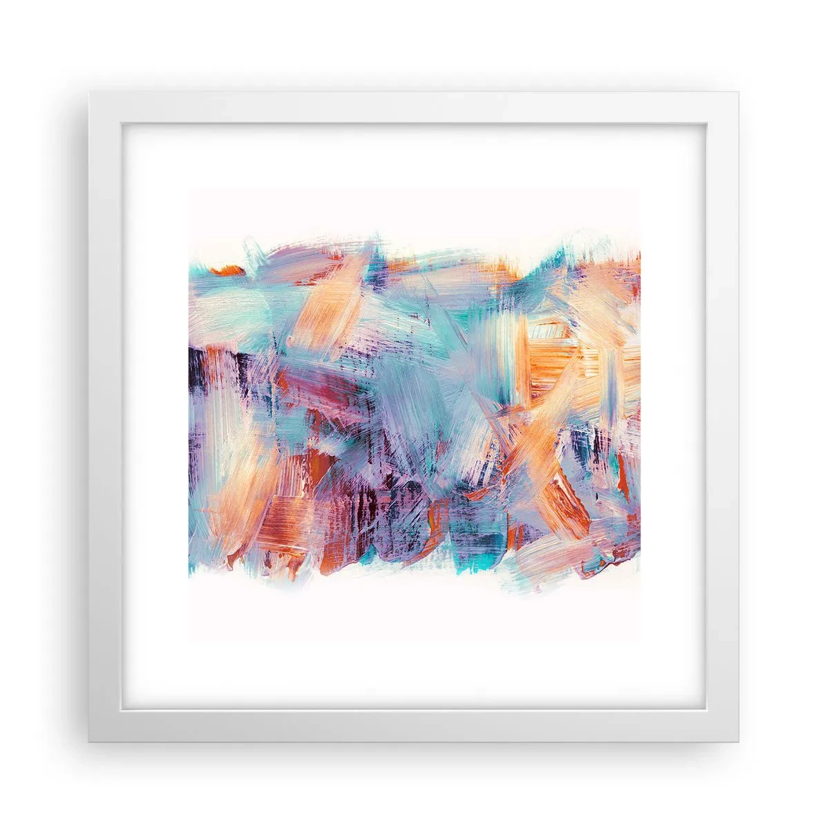 Plakat i hvid ramme - Farverigt rod - 30x30 cm