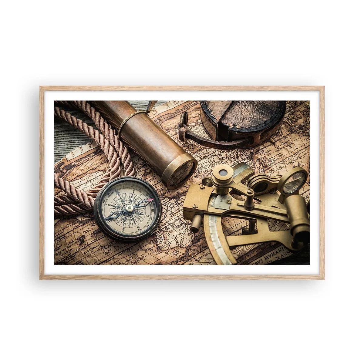Plakat i ramme af lyst egetræ - Fastlægge kursen - 91x61 cm