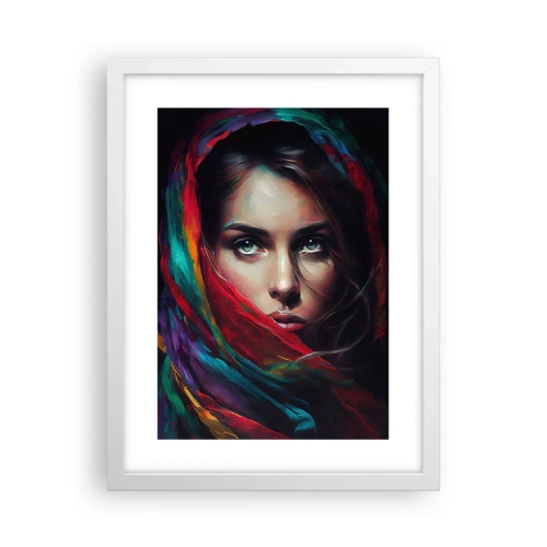 Plakat i hvid ramme - Mysterium med grønne øjne - 30x40 cm