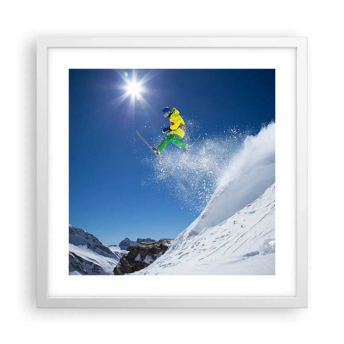 Plakat i hvid ramme - Danser med bjergene - 40x40 cm
