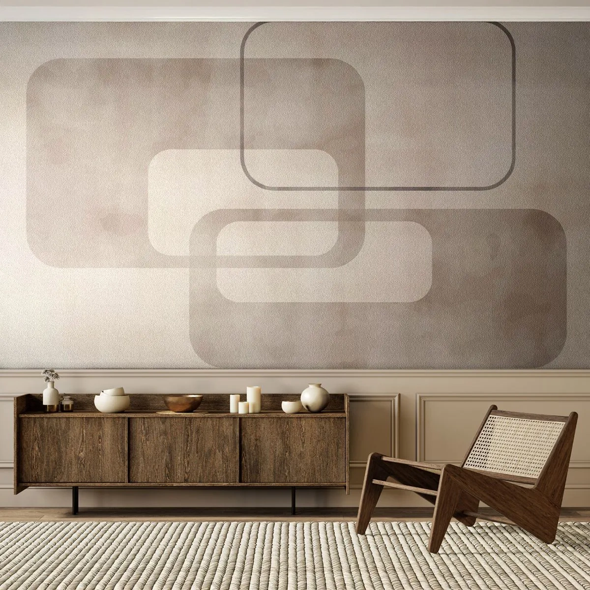 Fototapet Premium Sand - Geometrisk fuga - Former, Minimalisme, Lyse - 100x70 cm